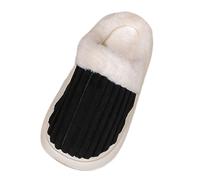 Chaussures De Sécurité Mode Pantoufles en Coton pour Femmes, modèles de Couple à la Mode, Fond Plat, Confortables, Chaudes, antidérapantes, légères Chaussures Compensées Fermées (Black, 45)