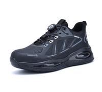 Chaussures De Sécurité pour Hommes Et Femmes - Lacets À Boucle Pivotante Améliorés, Chaussures Légères avec Embout en Acier Résistant Aux Perforations,Noir,38