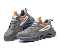 Chaussures de sécurité respirantes, anti-écrasement et anti-crevaison, chaussures d'assurance main-d'œuvre, chaussures à bout en acier, baskets légères de protection d'aventure, gris, 42.5 EU