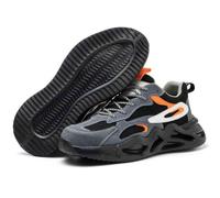 Chaussures de sécurité respirantes, anti-écrasement et anti-crevaison, chaussures d'assurance main-d'œuvre, chaussures à bout en acier, baskets légères de protection d'aventure, Noir , 43 1/3 EU