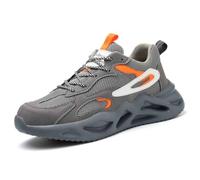 Chaussures de sécurité respirantes, anti-écrasement et anti-crevaison, chaussures d'assurance main-d'œuvre, chaussures à bout en acier, baskets légères de protection d'aventure, gris, 44 EU