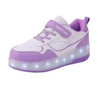 Chaussures de Skate Élégantes pour Fille avec Semelles Épaisses Roues Lumineuses et Recharge USB pour Enfants (Purple, 35.5 Big Kids)