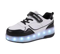 Chaussures de Skate Élégantes pour Fille avec Semelles Épaisses Roues Lumineuses et Recharge USB pour Enfants (Black, 35.5 Big Kids)