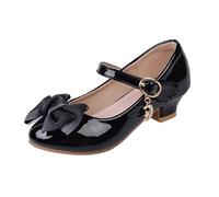 Chaussures de soirée pour fille - Noir - Princesse - Talon bowknot - Chaussures de mariage - Chaussures de fête - Escarpins en cuir - Chaussures d'été à talons hauts - Sandales Mary Jane, Noir , 26 EU