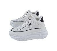 Chaussures de sport à plateforme en cuir pour femme - Pieds larges | Chaussures de loisirs élégantes avec semelle surélevée, chaussures de marche légères, chaussures de sport à lacets pour