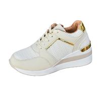 Chaussures de sport à plateforme pour femme - Talon compensé - À lacets | Chaussures de loisirs respirantes, confortables, légères, élégantes, semelle antidérapante