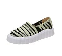 Chaussures de Sport Chaussure Femme Confortable Fashion Flying Shoes Round Platform Tricotée Respirable Manche de Pied Rayé pour Femmes Baskets pour Femmes Sneakers Fitness Chaussure (Black,39)