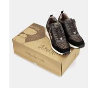 Chaussures de sport compensées extérieures noires et dorées, avec détails métalliques brillants et fermeture éclair latérale, Noir , 39 EU