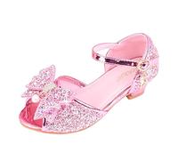 Chaussures de sport d'école pour filles Chaussures pour enfants avec diamants sandales brillantes chaussures de princesse arc talons hauts spectacle chaussures de princesse bébé fille timide, rose
