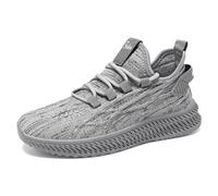 Chaussures de sport décontractées en maille tricotée pour femme - Baskets à lacets de couleur unie avec semelle épaisse rembourrée - Chaussures de course à pied, de marche, d'entraînement en plein