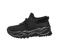 Chaussures de sport décontractées pour femme Printemps été et automne doux marche loisirs maille respirante douce semelle épaisse confortable sport décontracté chaussures 1978 femmes, Noir , 7.5 UK