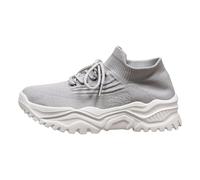 Chaussures de sport décontractées pour femme Printemps été et automne doux marche loisirs maille respirante douce semelle épaisse confortable sport décontracté chaussures 1978 femmes, gris, 6 UK
