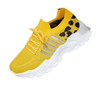 Chaussures de sport d'été confortables pour femme avec lacets respirantes et classiques en maille décontractée antidérapante Mocassins avec lacets, citronier, 36 EU