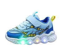 Chaussures de Sport Dinosaures de Dessin animé pour garçons et Filles, Chaussures Respirantes en Maille, Chaussures Lumineuses pour Enfants de Petite et Moyenne Taille, Fille Jaune Bout Arrondi