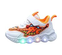 Chaussures de sport dinosaures de dessin animé pour garçons et filles, chaussures respirantes en maille, chaussures lumineuses pour enfants de petite et moyenne taille, nouvelle Fille Argent Printemps