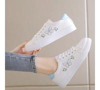 Chaussures de sport et de loisir pour femmes, chaussures blanches extérieures dynamiques et mignonnes, nouvelles chaussures plates polyvalentes de sport casual CN35,CN36,CN37,CN38,CN39,CN40Polyuréthan