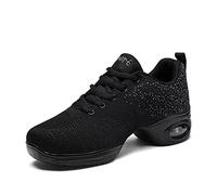 Chaussures de Sport Jazz pour Femmes Chaussures d'entraînement à la Danse de Danse de Marche Sportive de Zumba Athletic à Lacets Mesh de Fitness Femme Sneakers Noir 40