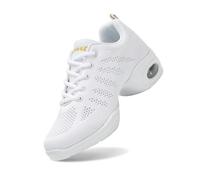 Chaussures de Sport Jazz pour Femmes Chaussures d'entraînement à la Danse Marche Sportive de Zumba Athletic à Lacets Maille Coussin d'air Fitness Femme Sneakers
