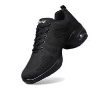 Chaussures de Sport Jazz pour Femmes Chaussures d'entraînement à la Danse Marche Sportive de Zumba Sneakers Fitness Femme avec Lacets Confortable Maille Coussin d'air Style Athlétique polyvalent