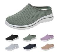 Chaussures de sport légères pour femme en maille confortable mi-saison Mode Baskets Slip on classique antidérapant Mocassins sans lacets Chaussures décontractées pour course à pied, vert, 39 EU