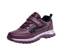 Chaussures de sport plates pour femme - Antidérapantes - Imperméables - Lacets confortables - Couleur unie - Simples, Bordeaux, 41 EU
