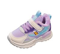 Chaussures de sport pour enfant fille garçon - Chaussures de course respirantes - Semelles souples - Chaussures hautes - Anti-collision - Légères - Couleur unie - Chaussures pieds nus, lilas, 34 EU