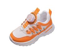 Chaussures de Sport pour Enfants Filles, Toutes Saisons, à Fond Plat et épais, légères, antidérapantes, Respirantes et Confortables Genouillères Rampantes pour Socquettes (Orange, 28.5 Little Child)