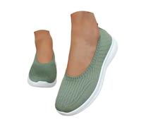 Chaussures de sport pour femme antidérapantes décontractées Mode Sneakers Maille Confortables Jogging Chaussures de sport Slip on Classic légères Mocassins sans lacets Barefoot mi-saison, vert, 39 EU