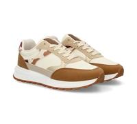 Chaussures de sport pour femme au design moderne et polyvalent, avec finition brillante, semelle large dentée., kaki, 41 EU