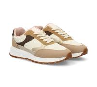 Chaussures de sport pour femme au design moderne et polyvalent, avec finition brillante, semelle large dentée., Camel, 36 EU