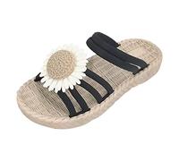 Chaussures de sport pour femme Beauty Comfort Cute Daisy Chaussures d'été polyvalentes à fleurs de plage Chaussures pour femme, Noir , 40 EU