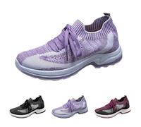 Chaussures de sport pour femme blanches antidérapantes mi-saison avec lacets confortables Pretty Fashion Slip on classique léger Barefoot Maille Chaussures décontractées pour gym Running, pourpre, 41