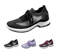 Chaussures de sport pour femme blanches antidérapantes mi-saison avec lacets confortables Pretty Fashion Slip on classique léger Barefoot Maille Chaussures décontractées pour gym Running, Noir , 39 EU