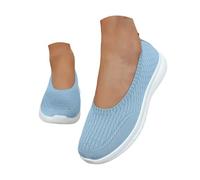 Chaussures de sport pour femme blanches confortables et décontractées Chaussures de sport sans lacets respirantes Pretty Fashion Slip on mi-saison Légères Mocassins Maille Barefoot Classique pour