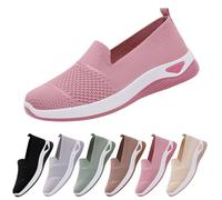 Chaussures de sport pour femme blanches confortables mi-saison Mode Sneakers Maille antidérapante Jolie Chaussures de sport Slip on Casual Légères Barefoot sans lacets Mocassins Classiques pour