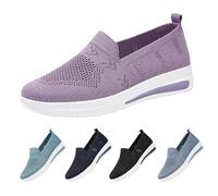 Chaussures de sport pour femme confortables et tendance en maille légère et sans lacets Antidérapantes Mocassins Slip on Barefoot mi-saison pour course à pied Gym, pourpre, 40 EU