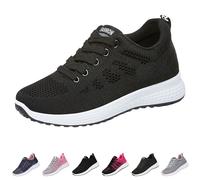 Chaussures de sport pour femme noires antidérapantes classiques à la mode avec lacets légères Pretty Chaussures de sport Slip on mi-saison Confortables Mocassins Maille Chaussures décontractées pour