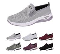 Chaussures de sport pour femme noires antidérapantes mi-saison en maille légère classique Chaussures de sport sans lacets Jogging athlétique, gris, 40 EU