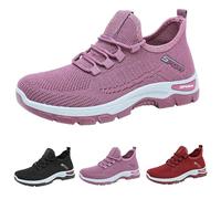 Chaussures de sport pour femme noires antidérapantes mi-saison Mode Baskets légères décontractées Chaussures de sport en maille classique confortable Barefoot avec lacets Mocassins Pretty pour marcher