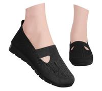 Chaussures de sport pour femme noires légères mi-saison sans lacets antidérapantes classiques Chaussures de sport en maille décontractée confortables Mocassins Slip on Barefoot Pretty pour marcher