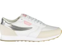 Chaussures de sport pour femmes, blanches avec détails contrastés argentés et lacets, taille : 42 Couleur : Bianco