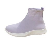 Chaussures de sport pour femmes en maille : baskets en tricot haut haut bottines légères chaussures de jogging sans lacets chaussures de sport chaussures décontractées en tissu chaussures de marche