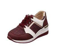 Chaussures de sport pour femmes - Semelles épaisses européennes - Pour l'extérieur - Bouche plate - Décontractées - Polyvalentes - Arthrose - Genou, Bordeaux, 40.5 EU