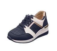 Chaussures de sport pour femmes - Semelles épaisses européennes - Pour l'extérieur - Bouche plate - Décontractées - Polyvalentes - Arthrose - Genou, bleu, 40.5 EU