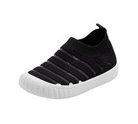 Chaussures de sport pour filles et filles, maille tissée respirante, confortable, plate, décontractée, mignonne sont des chaussures d'intérieur 33, Noir , 33 EU