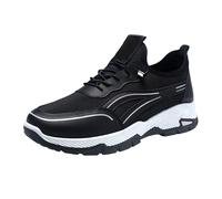 Chaussures de sport pour homme - En maille respirante - Légères - Couleur unie - Slip On - Semelle souple - Amortissement - Chaussures de marche - Chaussures d'été décontractées - Avec lacets