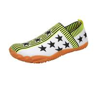 Chaussures de sport pour homme - Noir et vert - Pointure 43-46 | Chaussures de sport plates antidérapantes avec rayures et motif étoiles, chaussures de trail douces et respirantes