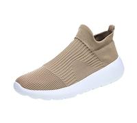 Chaussures de sport pour homme - Nouveau motif d'été - Maille respirante - Confortable - Simple - Couleur unie - Slip tendance - Chaussures montantes pour homme, kaki, 5.5 UK 3X-Narrow
