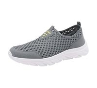 Chaussures de sport pour homme sans lacets - Chaussures de sport en maille - Chaussures de jogging respirantes - Semelle souple - Chaussures d'entraînement orthopédiques antidérapantes, gris, 42 EU