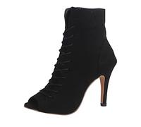 Chaussures De Sport Soft Chaussures pour femmes à la mode respirantes talons hauts peep-toe bottes courtes à lacets Bottes Et Bottines Fille Été (Black, 42)